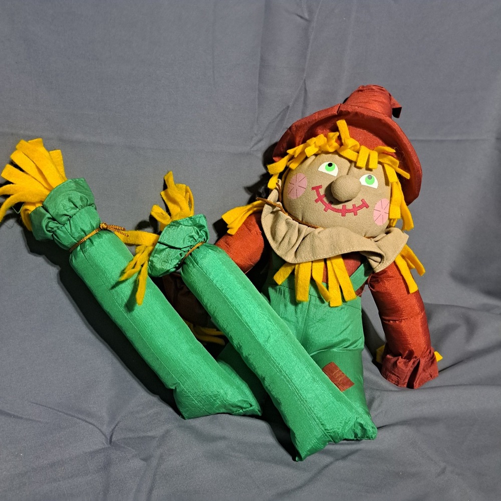 VTG 1996 International Silver Co Scarecrow Plush Fall Decor Green Red - Picture 2 of 6